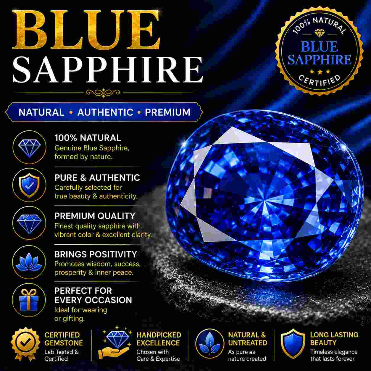 नीलम रत्न (Blue Sapphire) 1 नीलम रत्न (Blue Sapphire)